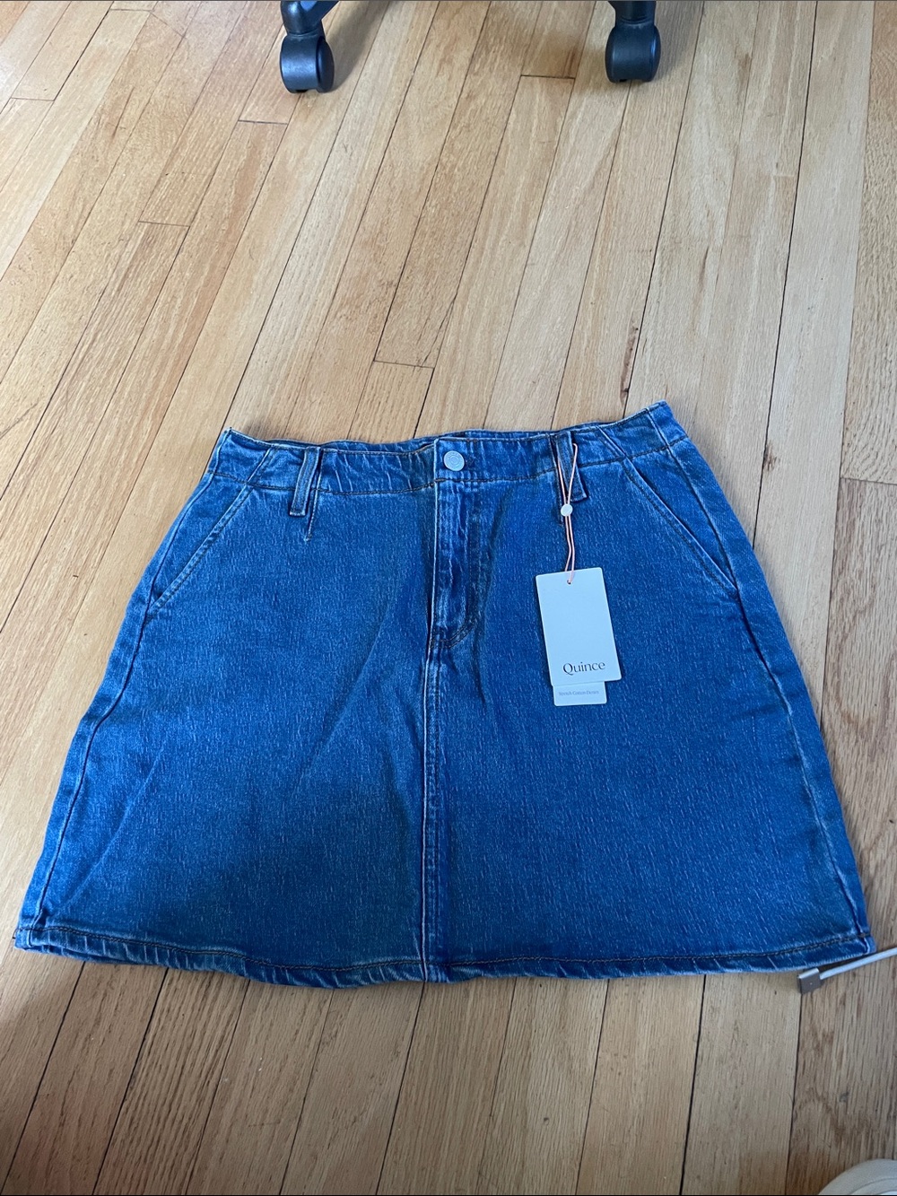 Quince Dark Blue Denim A-Line Skirt